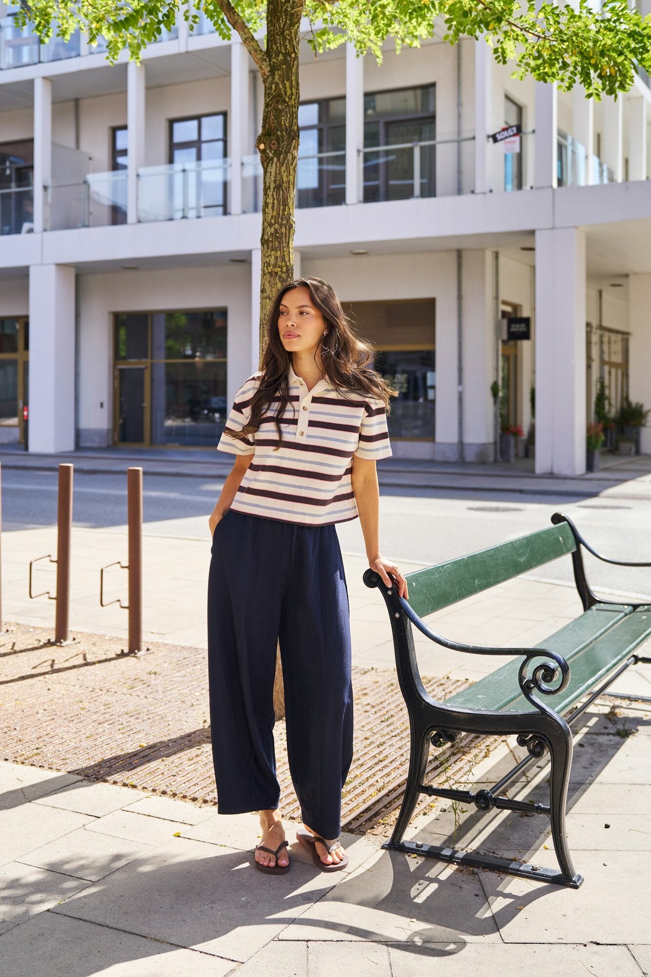 Eveline Pinstripe bukser - Navy